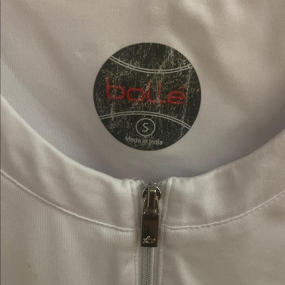 bolle White Mesh-Panel Athletic Tank Top with Front Zip - Picture 2 of 6
